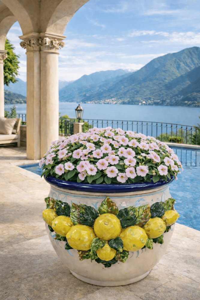 Vase en céramique artisanale de Toscane avec application citron